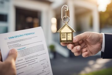 Une personne tient deux clés différentes dans chaque main, l’une marquée “Loyer”, l’autre “Crédit immo”, symbole du choix à long terme.